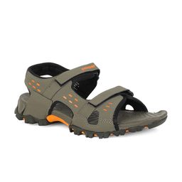 Power Men Grey & Orange Patterned Sports Sandals-image-96