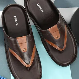 Big Fox Men Brown & Black Comfort Leather Sandals-image-52