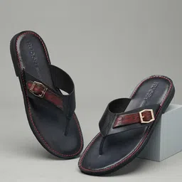 Ruosh Men Textured Leather Comfort Sandals With Buckle Detail-image-11