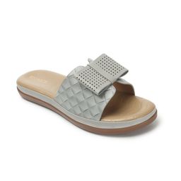 ICONICS Textured Open Toe Flats With Bows image 3
