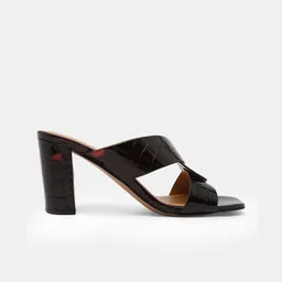 Vero Moda Textured Leather Open Toe Block Heels image 2