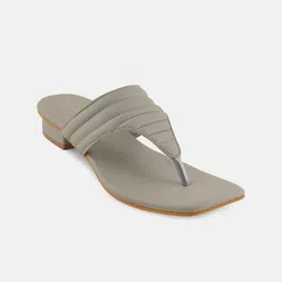 Mast & Harbour Grey Textured Open Toe Block Heels image 5
