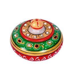 CRAFTAM Red & Green Printed Haldi Kumkum Box image 3