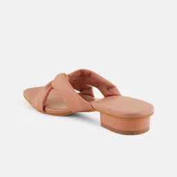 Mast & Harbour Peach coloured Strappy Open Toe Block Heels image 4