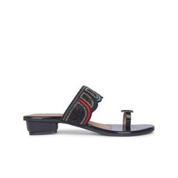 Bata Embellished Open Toe Leather Block Heels image 4