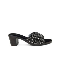 Action Embellished Suede Open Toe Block Heels image 5
