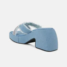 EVERLY Textured Embellished Open Toe Block Heels image 3