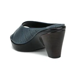 Shezone Blue Textured Block Peep Toes with Laser Cuts image 4