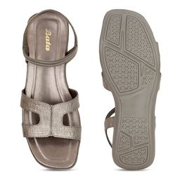 Bata Textured Open Toe Flats With Backstrap image 2