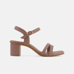 Mast & Harbour Peach Coloured Strappy Open Toe Block Heels image 5