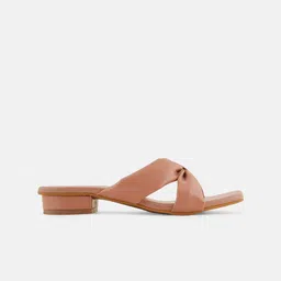 Mast & Harbour Peach coloured Strappy Open Toe Block Heels image 3