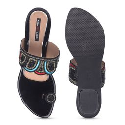Bata Embellished Open Toe Leather Block Heels image 2