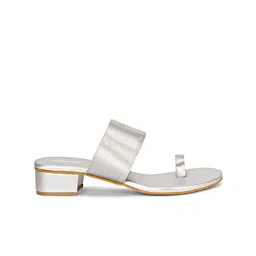 Anouk Silver-Toned Embellished Open Toe Block Heels image 2