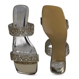 Metro Embellished Open Toe Block Heels image 3