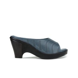 Shezone Blue Textured Block Peep Toes with Laser Cuts image 3