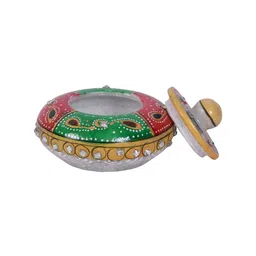 CRAFTAM Red & Green Printed Haldi Kumkum Box image 5