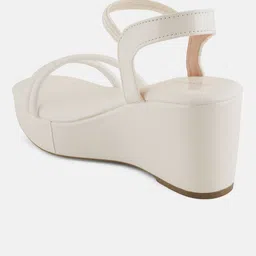Mast & Harbour White Open Toe Backstrap Wedge Heels image 4