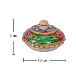 CRAFTAM Red & Green Printed Haldi Kumkum Box image 3