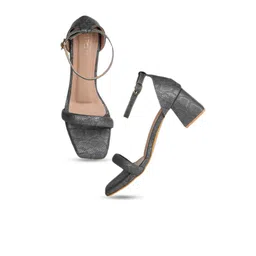 Shezone Textured Open Toe Block Heels With Ankle Loop image 3
