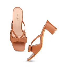 Shezone Bow Detail Open Toe Block Heels image 3