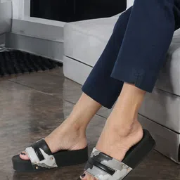 ELLE Printed Open Toe Flatform Heels-23