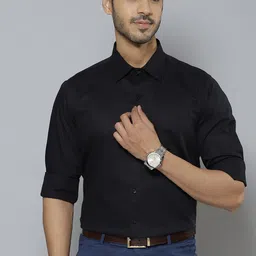 DENNISON Men Black Pure Cotton Smart Formal Shirt-image-5