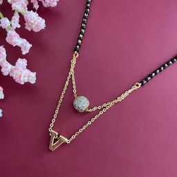 Digital Dress Room Gold-Plated American Diamond-Studded & Beaded Mangalsutra-image-89