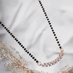 Anouk Black Rose Gold-Plated Studded & Beaded Mangalsutra-image-99