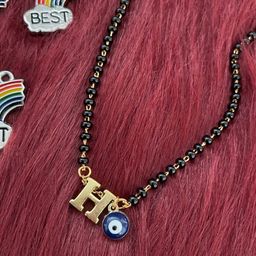 Digital Dress Room Gold-Plated Beaded H Letter Alphabet Evil Eye Mangalsutra-image-76