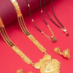 Sukkhi Set of 4 Gold-Plated Stone-Studded Mangalsutras-picture-42
