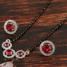 Jewar Mandi Gold-Plated CZ-Studded & Beaded Mangalsutra-15
