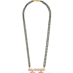Shining Jewel - By Shivansh Rose Gold-Plated Stone Studded & Beaded Mangalsutra Set-picture-7