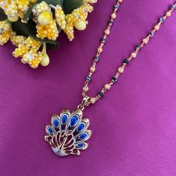 Digital Dress Room Gold Plated Peacock Pendant Beaded Mangalsutra-image-23