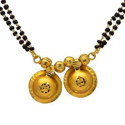 Jewar Mandi Gold-Plated Black Crystal-Studded & Beaded Mangalsutra-image-68