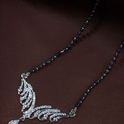 I Jewels Rhodium Plated Black AD Studded Mangalsutra-image-72