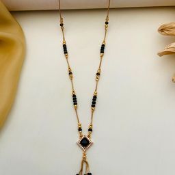 Anouk Gold-Plated American Diamond-Studded & Beaded Mangalsutra image 4