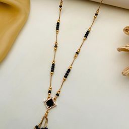 Anouk Gold-Plated American Diamond-Studded & Beaded Mangalsutra image 3