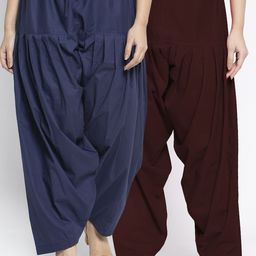 Jinfo Women  Navy Brown Pack Of 2 Solid Cotton Salwar-image-17
