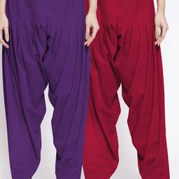 GRACIT Women Pack Of 2 Solid  Maroon & Purple Pure Cotton Salwar-image-72