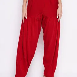 Clora Creation Women Red Solid Wool Loose Fit Salwar-32