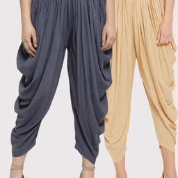 Clora Creation Pack of 2 Grey & Beige Dhoti Pants-image-94