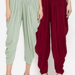 Clora Creation Women Set of 2 Green & Maroon Solid Salwar-48