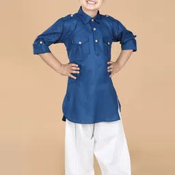 Aj DEZInES Boys Pathani Pure Cotton Kurta with Pyjamas-image-2