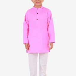 Superminis Boys Pink Regular Pure Cotton Kurta with Salwar-image-93