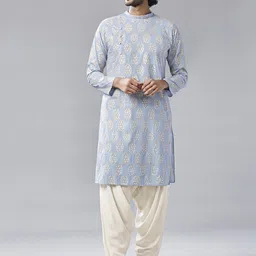KISAH Men Turquoise Blue & Gold-Toned Embroidered Kurta with Salwar-picture-42