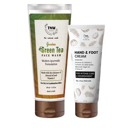 TNW the natural wash Unisex Hand And Foot Cream & Green Tea Face Wash Pack-2