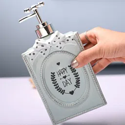MARKET99 Teal Green & Black Happy Day Printed Rectangle Ceramic Soap Dispenser 750 ml image 4