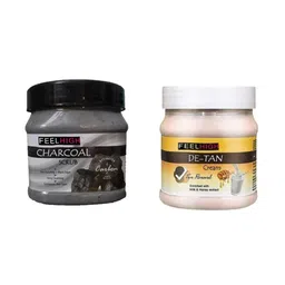 FEELHIGH Combo Of Activated Charcoal Face Scrub & De-Tan Tan Removal Cream - 500ml Each-77