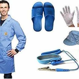 SE-ESD Safe Apron Caps and Slipper Gloves Wrist Band (Size M) Combo Pack 5 Set Safety Jacket-image-68