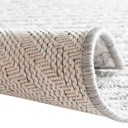 OBSESSIONS Cream-Coloured & White Striped Polypropylene Carpet image 5